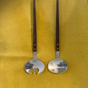 MINT Mid Century Modern Teak salad/fork server